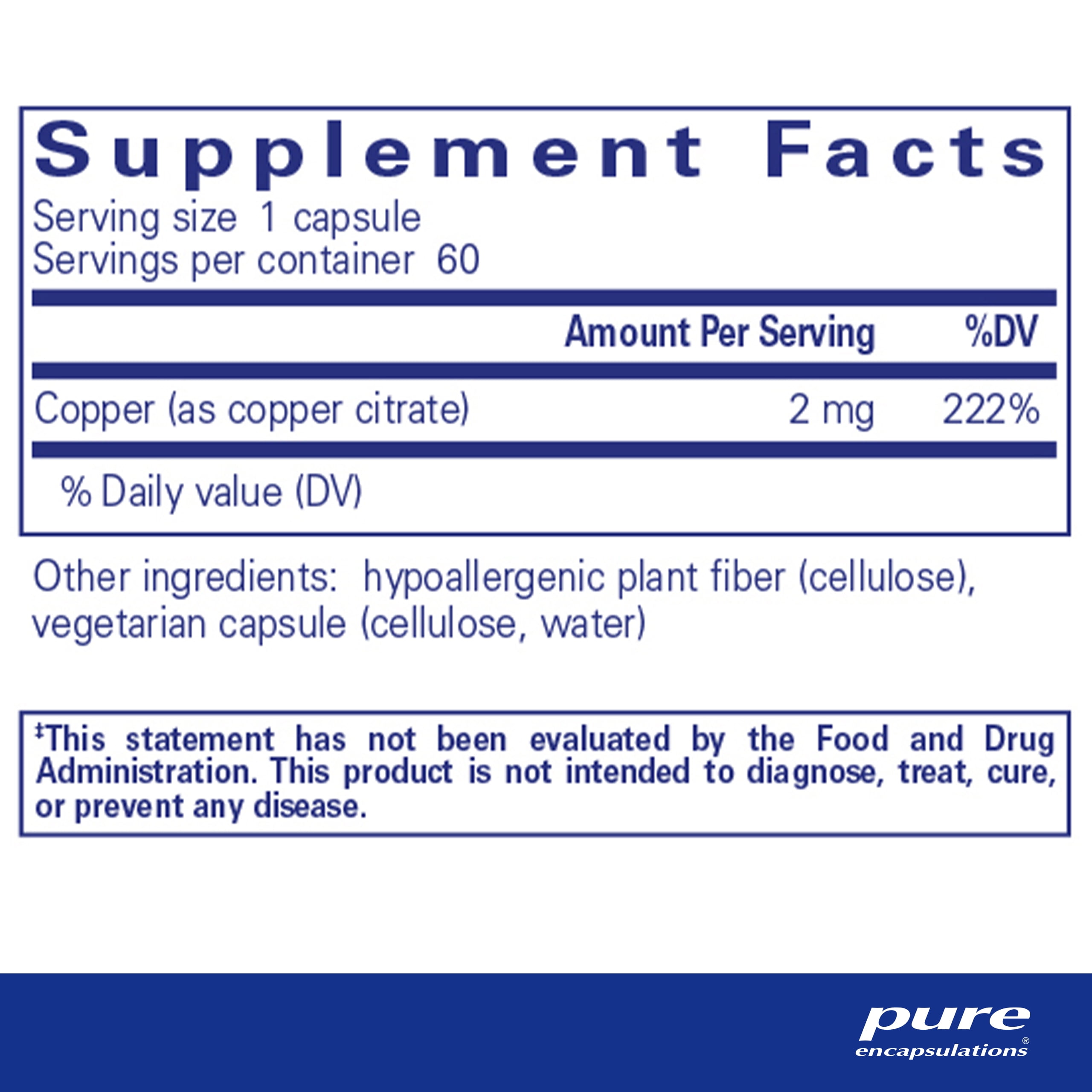 Pure Encapsulations Copper Glycinate for Iron Absorption