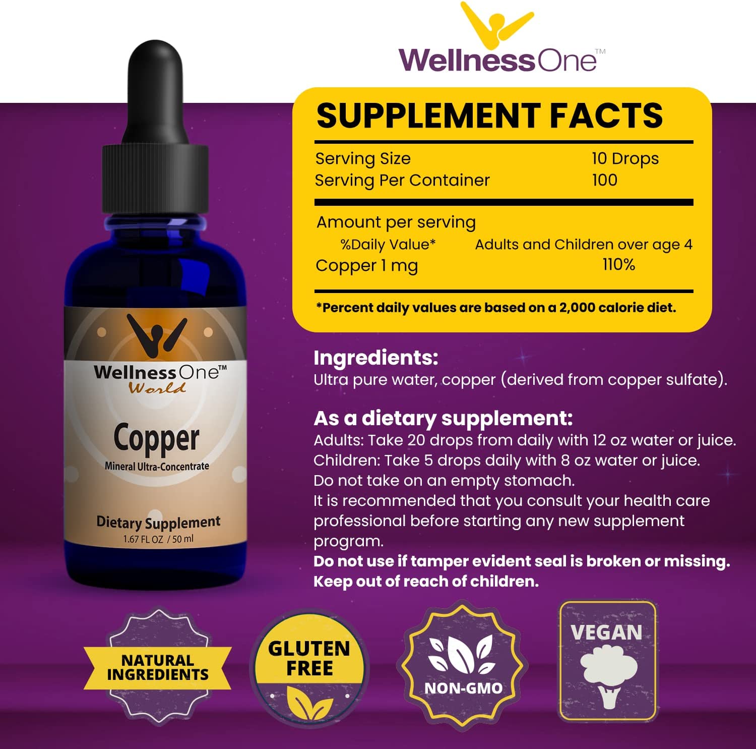 Liquid Colloidal Copper Vitamin Drops, 50 ml