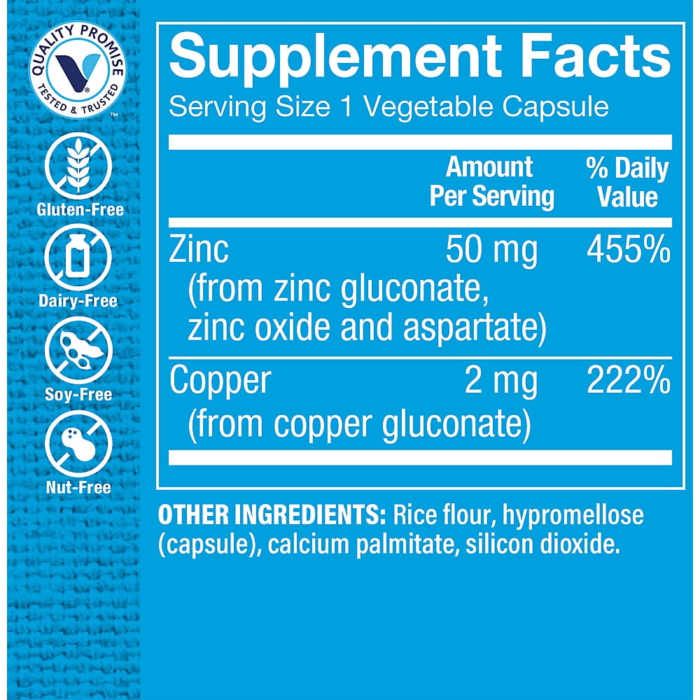Zinc & Copper for Immune Support - 100 Veg Caps