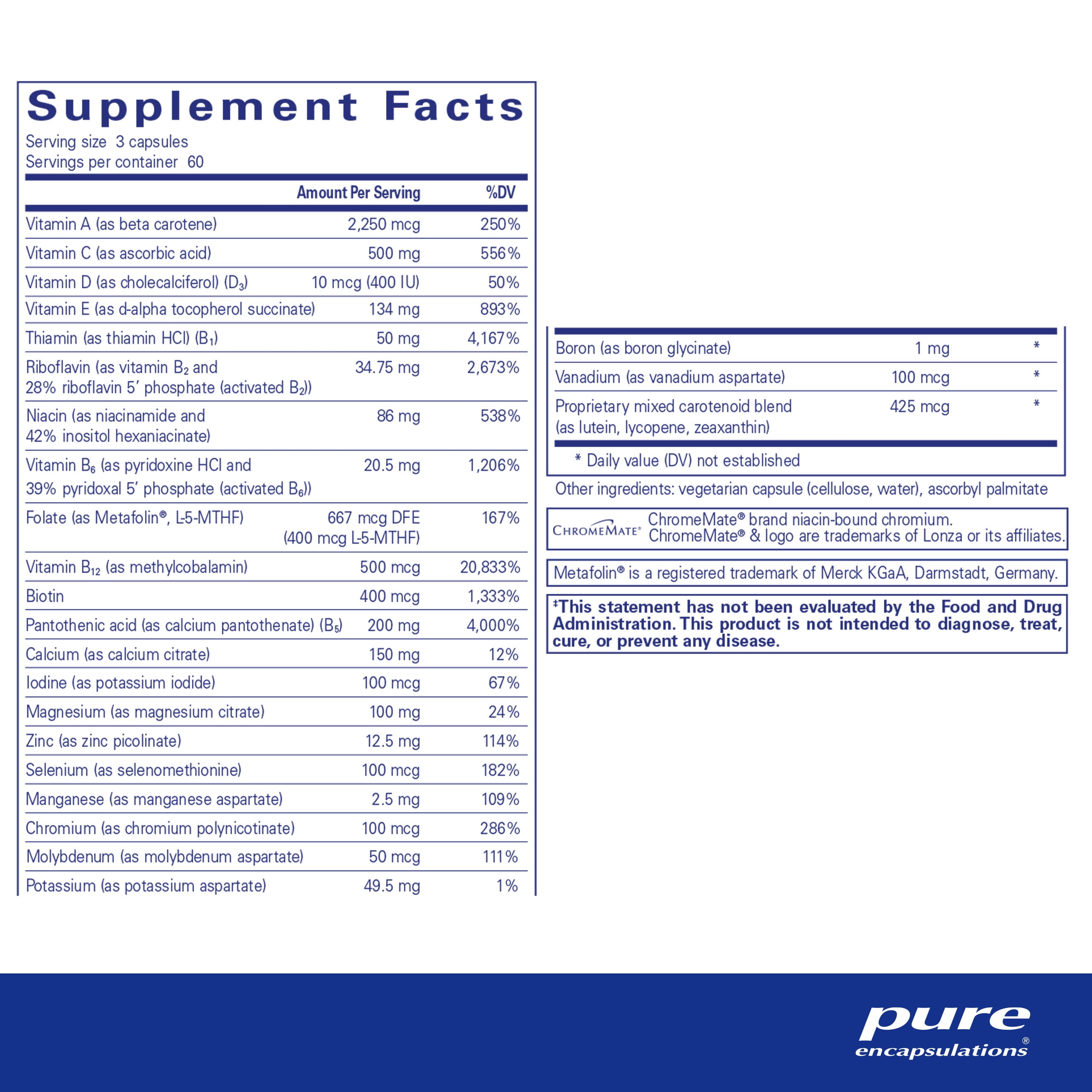 Pure Encapsulations Nutrient 950 Hypoallergenic Multivitamin