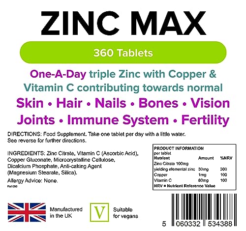 Zinc Max Tablets with Copper and Vitamin C