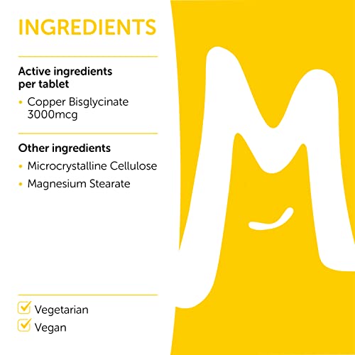 Copper Bisglycinate 3mg – Vegan Immune Support Tablets