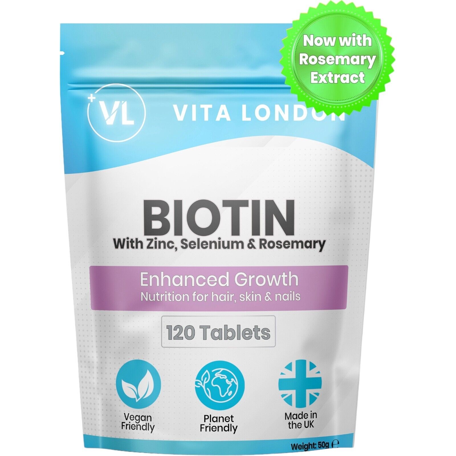 Biotin 10,000mcg with Rosemary, Zinc & Selenium Tablets
