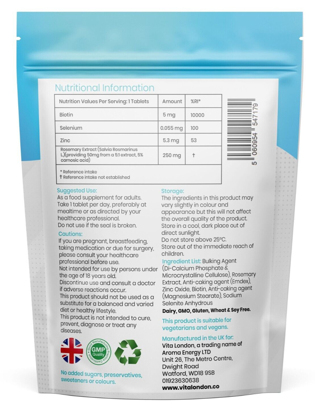Biotin 10,000mcg with Rosemary, Zinc & Selenium Tablets