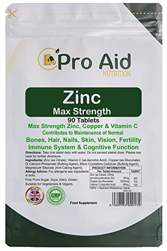 Zinc Max Strength with Vitamin C & Copper Tablets