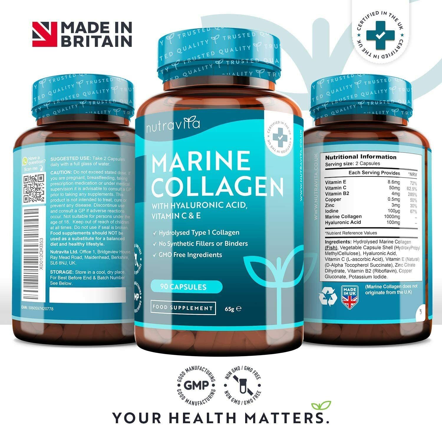 Marine Collagen 1000mg with Hyaluronic Acid & Vitamins