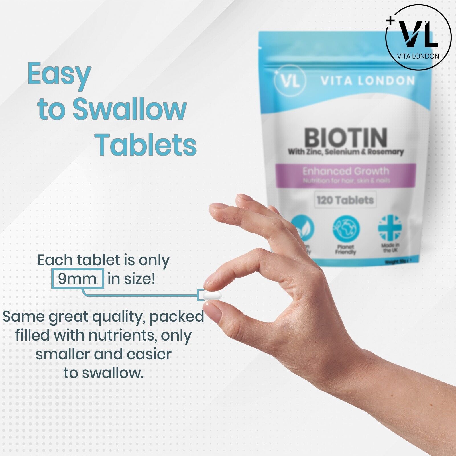 Biotin 10,000mcg with Rosemary, Zinc & Selenium Tablets