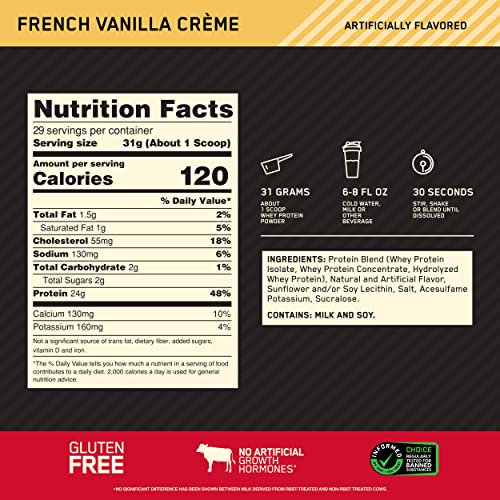 Optimum Nutrition Gold Standard Whey Protein, French Vanilla