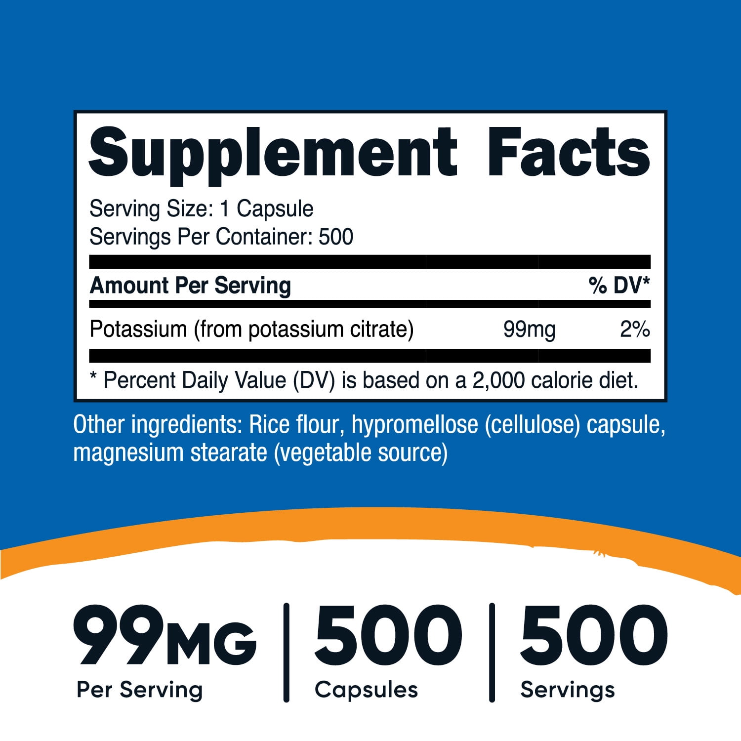 Nutricost Potassium Citrate 99mg, 500 Capsules