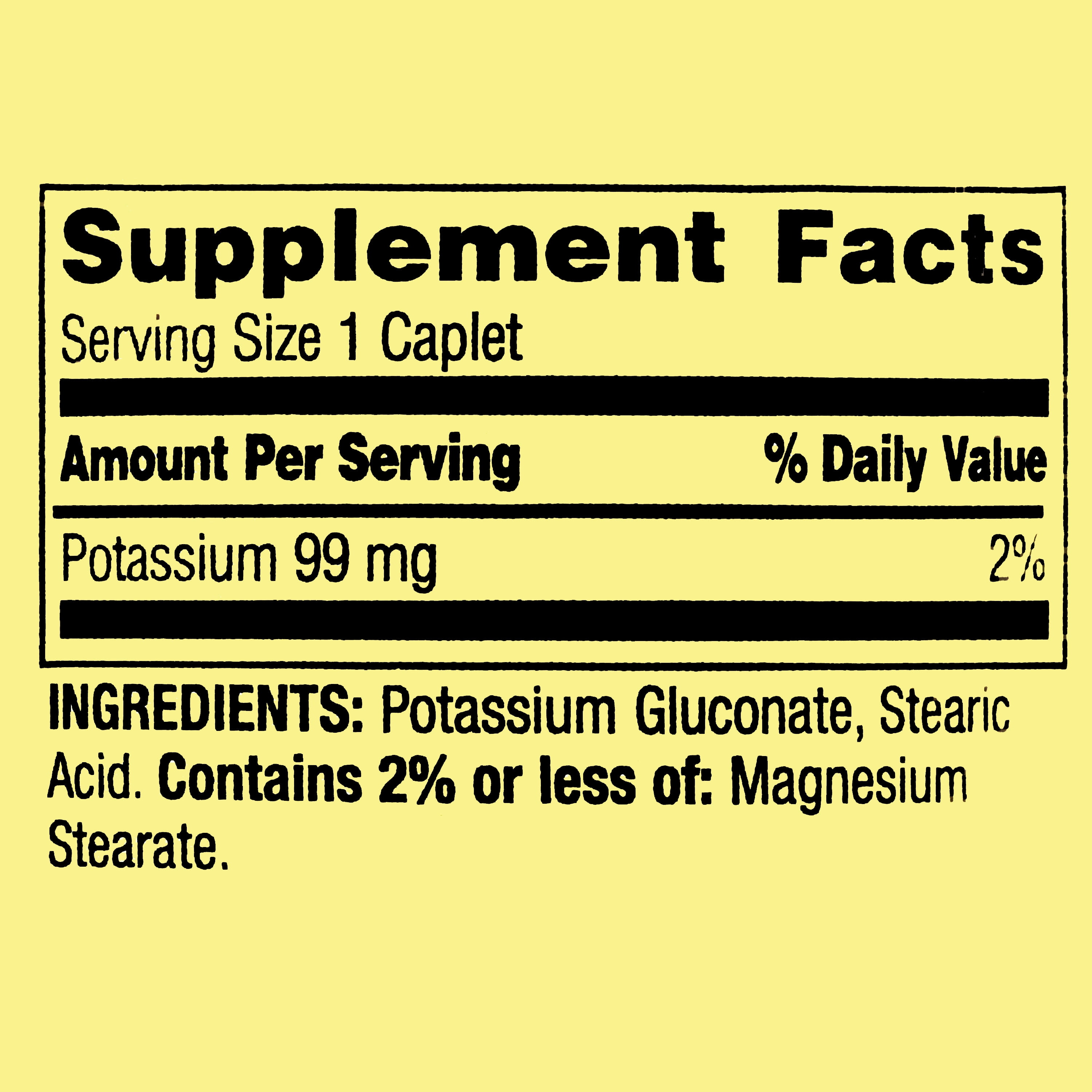 Spring Valley Potassium Caplets for Heart Health, 100 Count