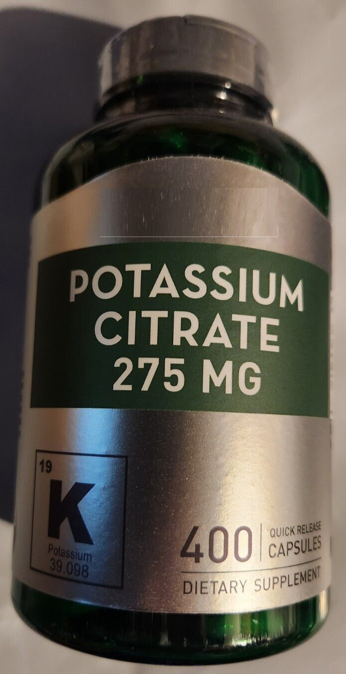 Potassium Citrate 275mg, 400 Caps, Gluten-Free