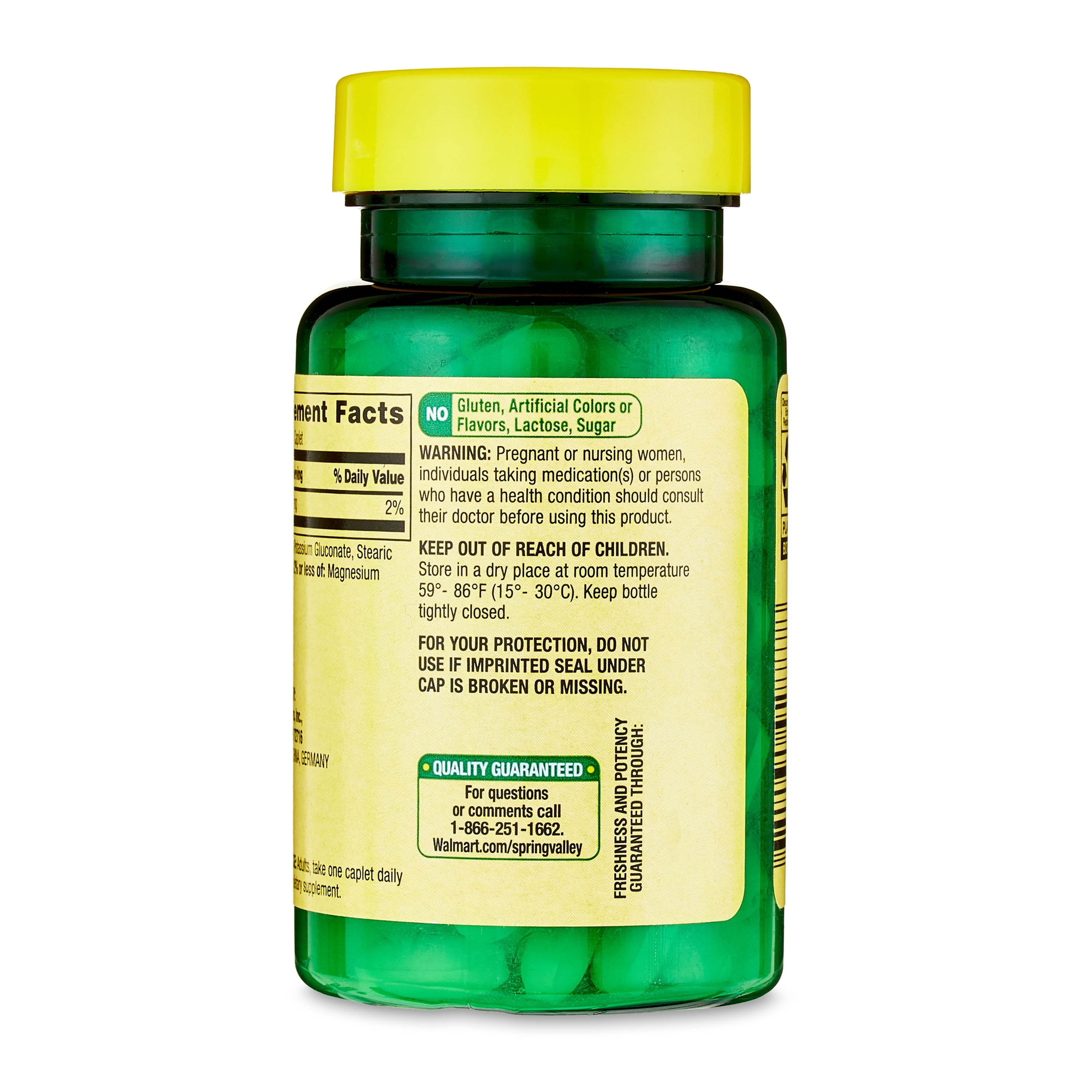 Spring Valley Potassium Caplets for Heart Health, 100 Count