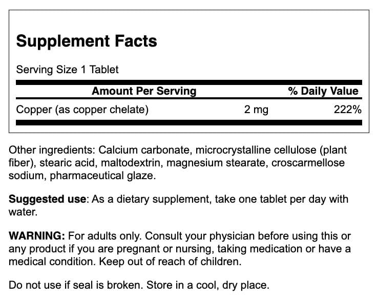 Swanson Copper Immune Support Supplement, 300 Tabs