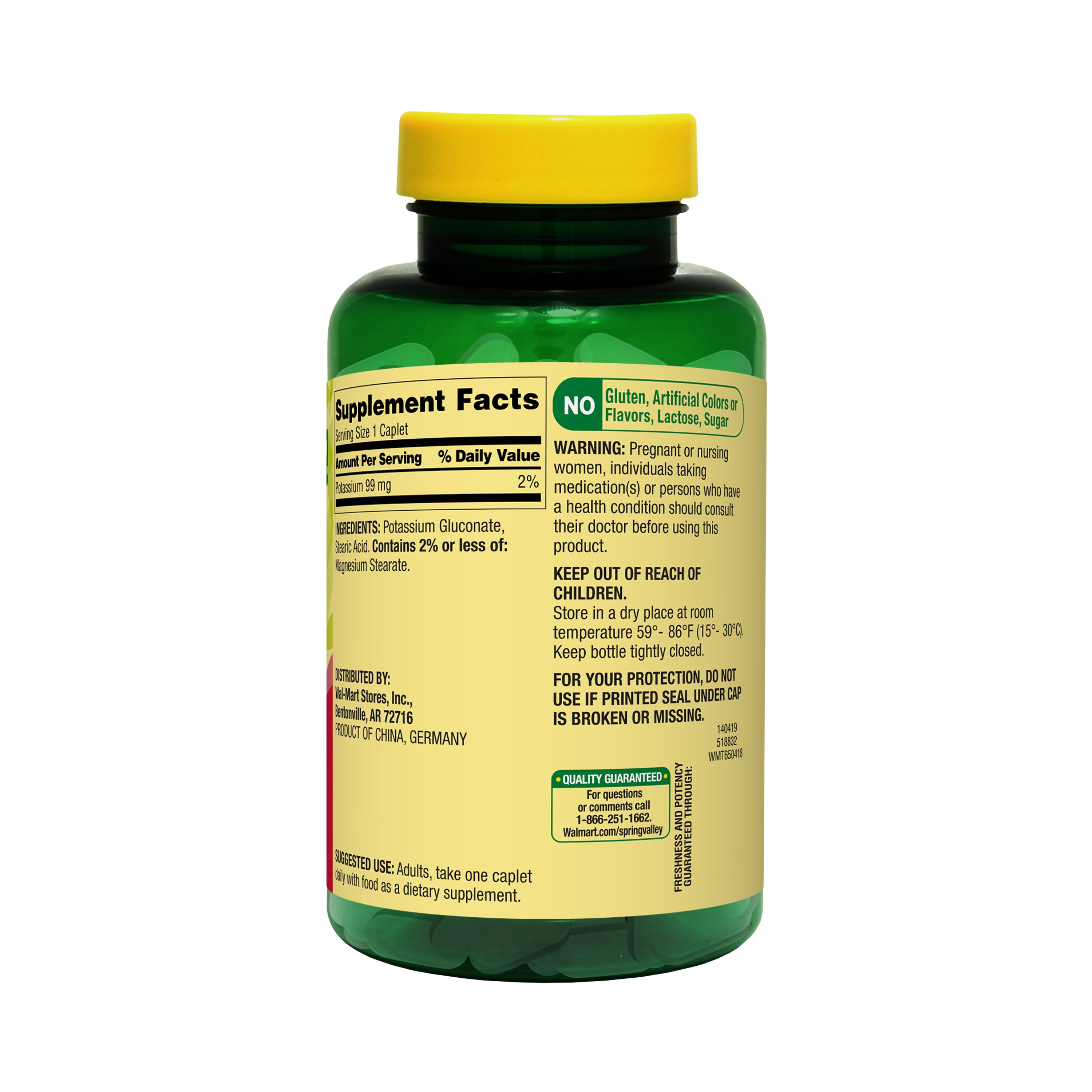 Spring Valley Potassium for Heart Health, 250 Caplets
