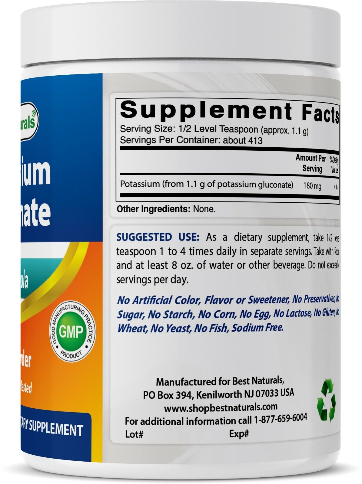 Potassium Gluconate Powder by Best Naturals, 1 lb