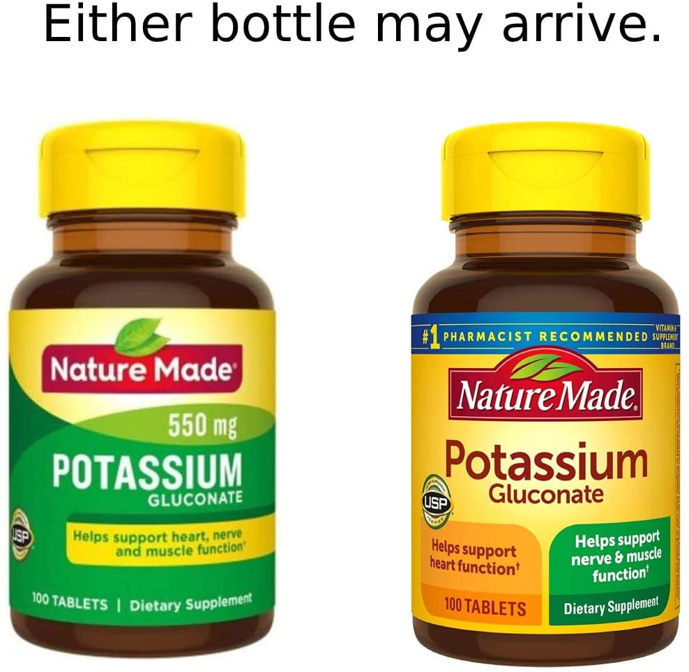 Nature Made Potassium Gluconate 550 mg Tablets, 200 ct