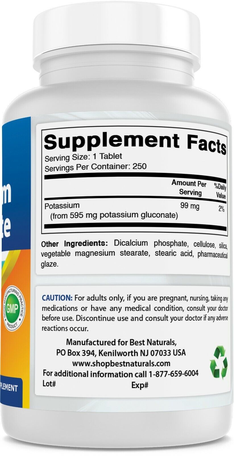 Potassium Gluconate 595 mg - 250 Tablets