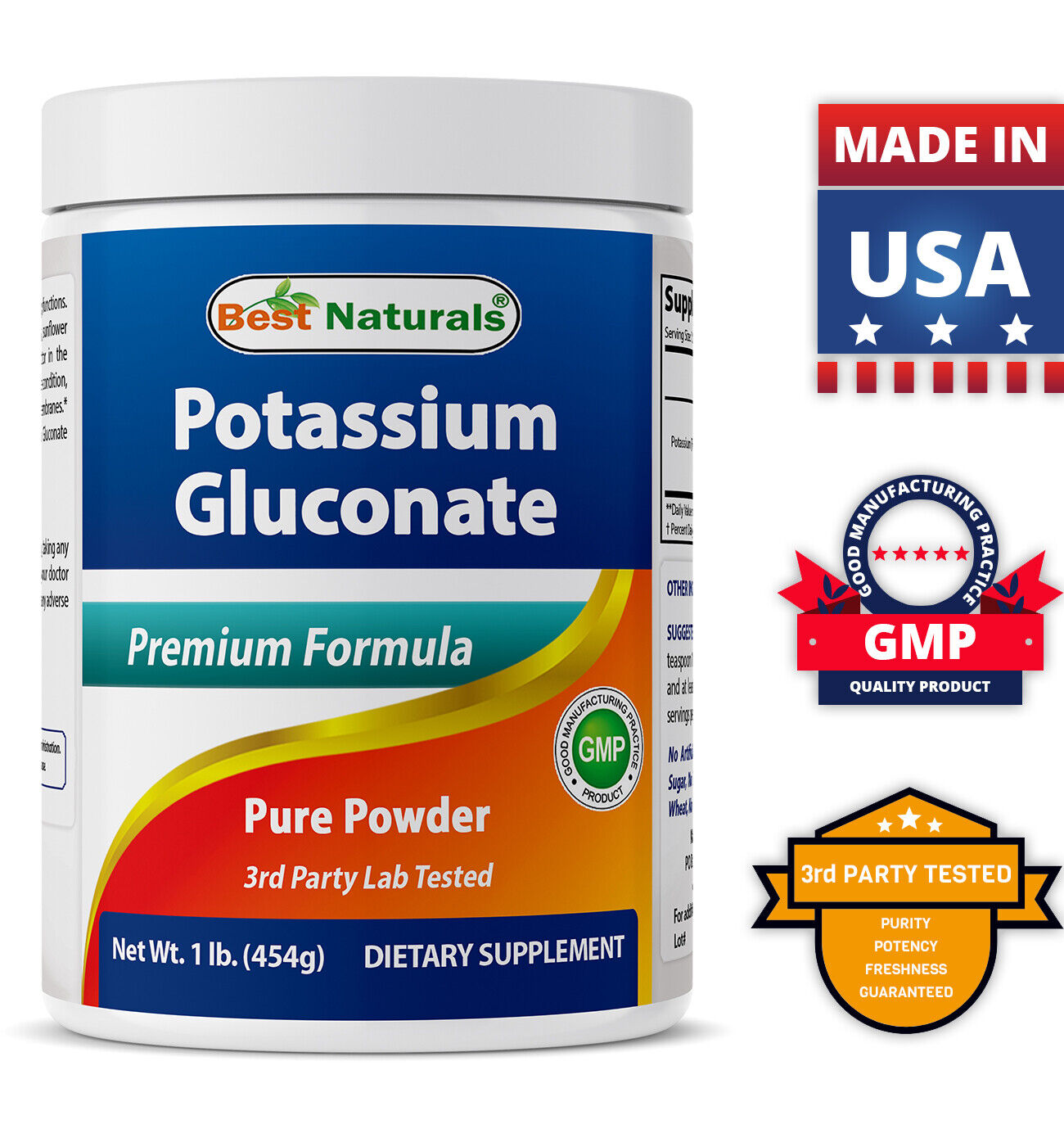 Potassium Gluconate Powder by Best Naturals, 1 lb