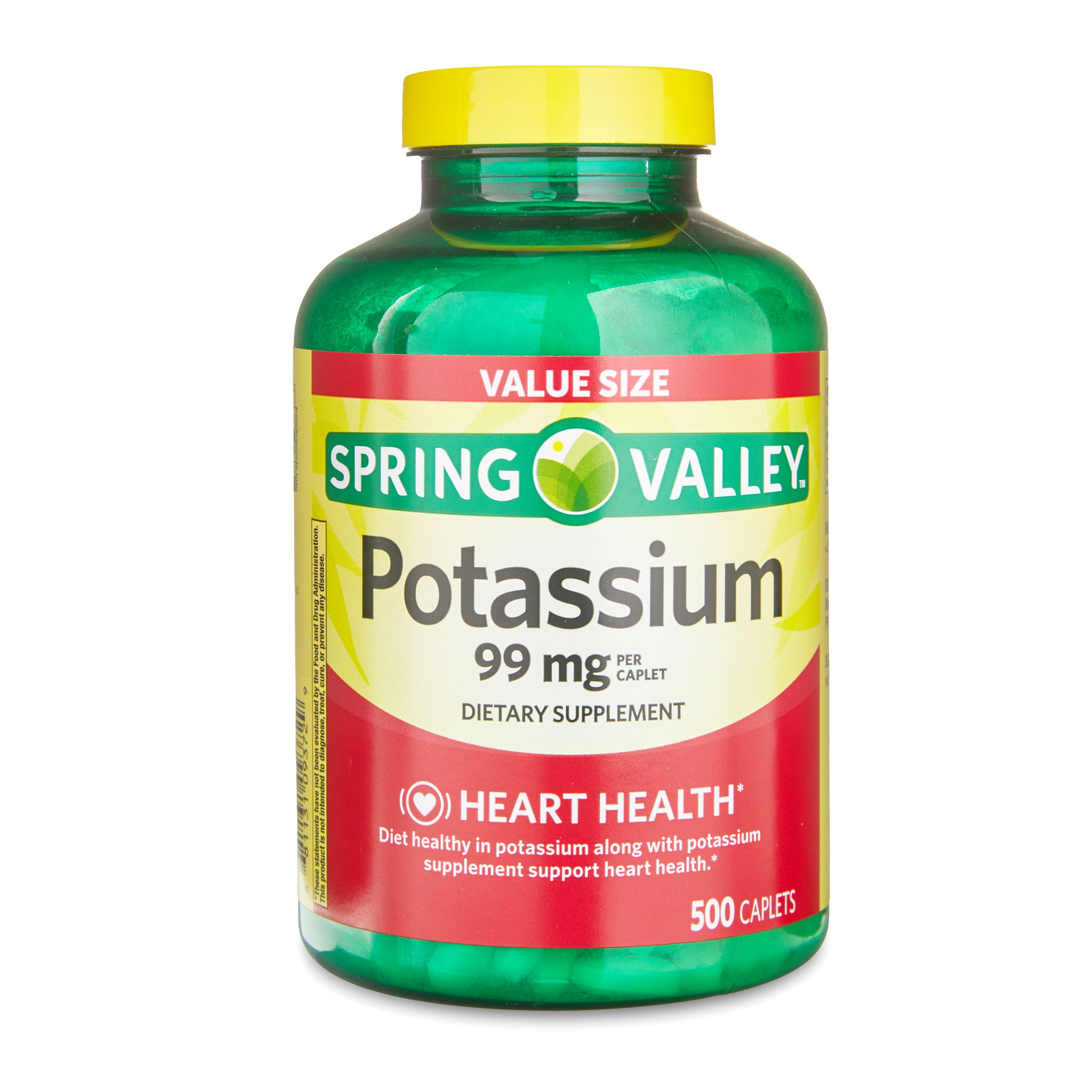 Spring Valley Potassium Caplets, 99 mg, 500 Count