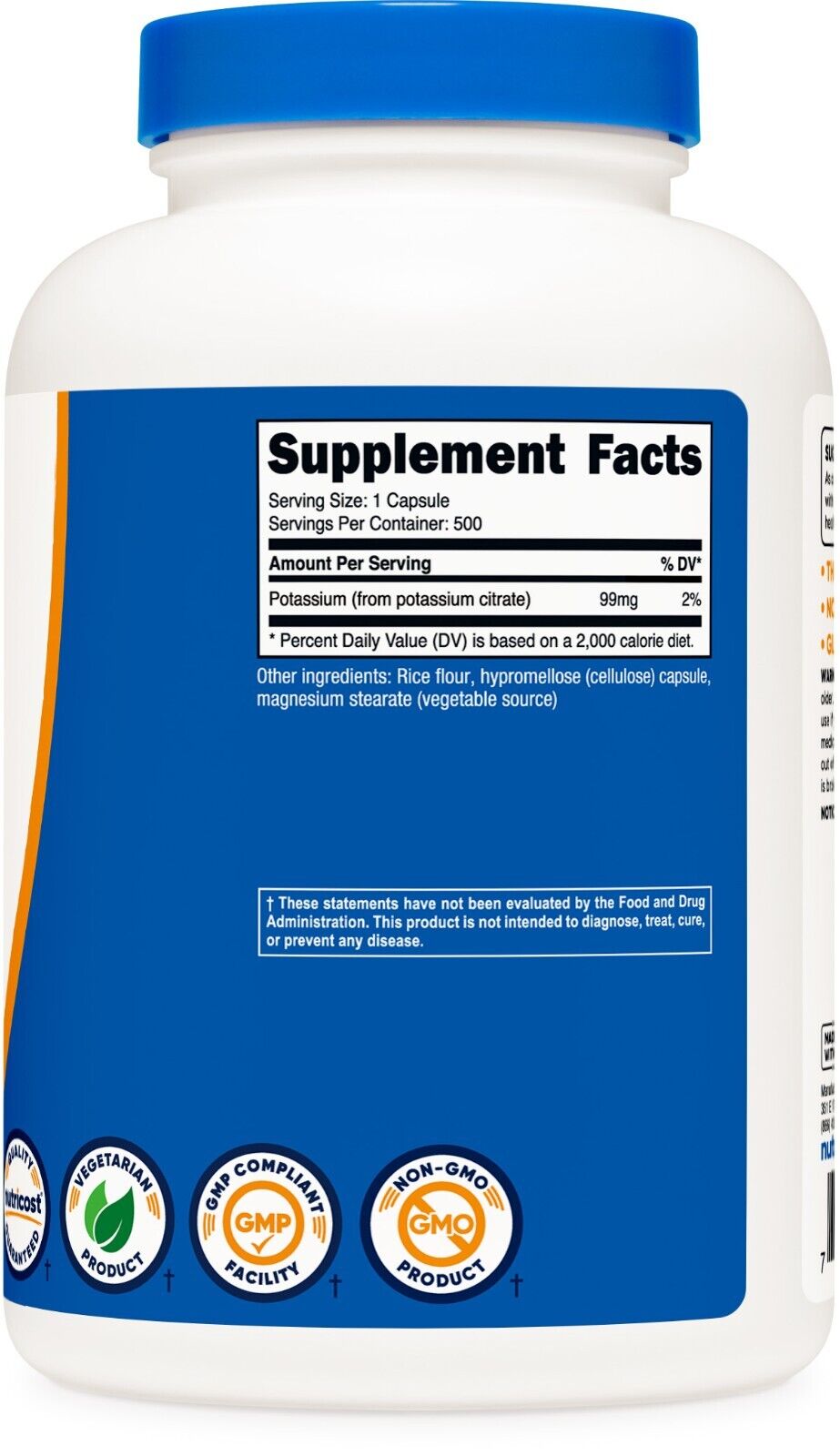 Nutricost Potassium Citrate 99mg - 500 Capsules