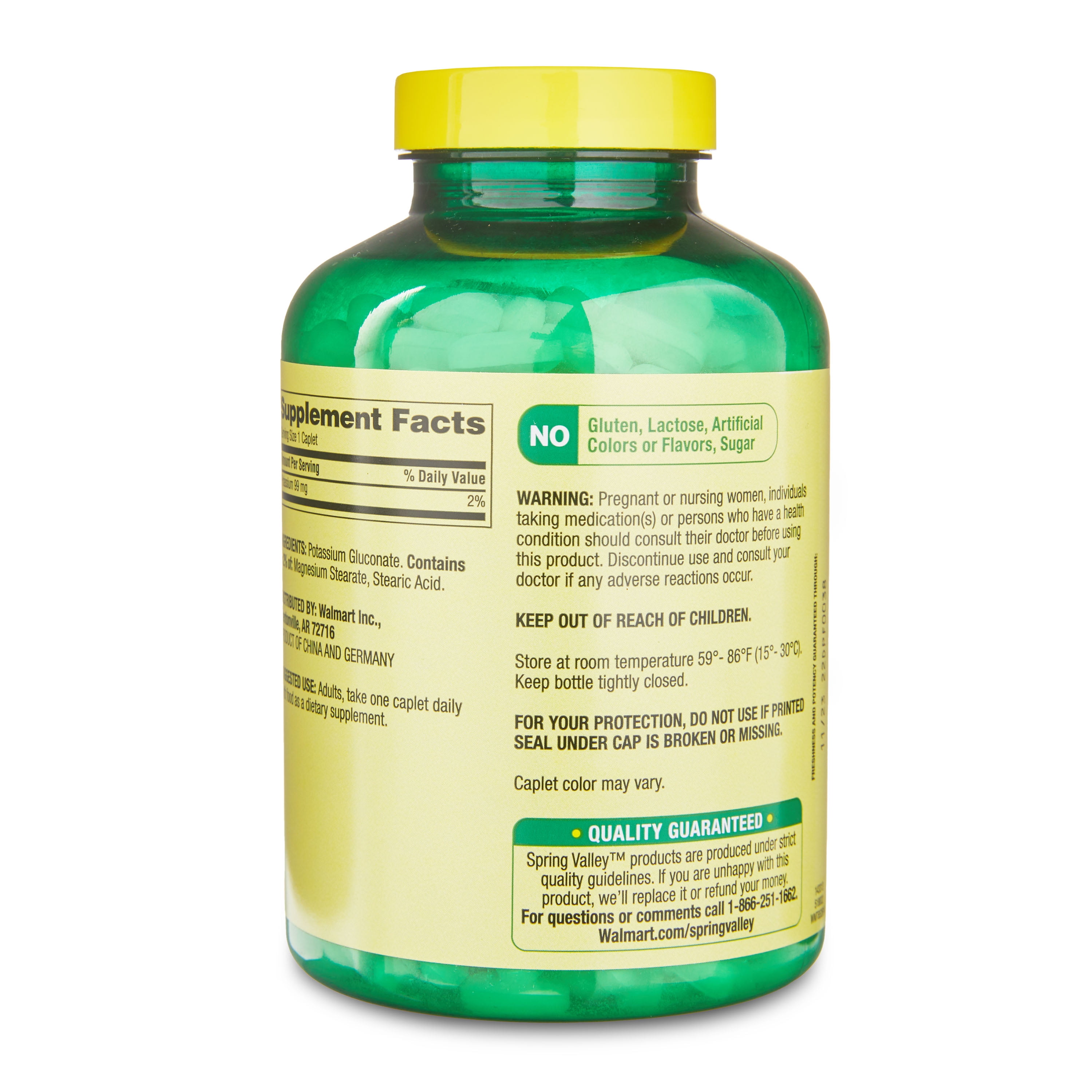 Spring Valley Potassium Caplets, 99 mg, 500 Count
