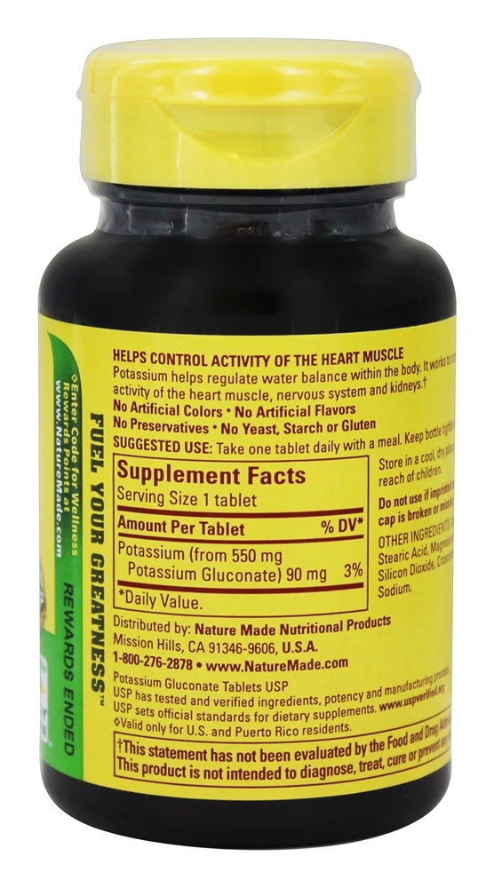 Potassium Gluconate 550 mg - 100 Tablets
