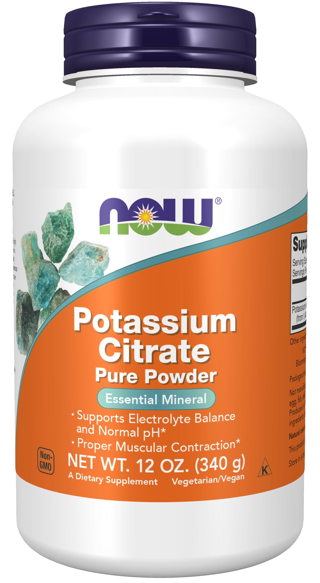 NOW Potassium Citrate Powder for Electrolyte Balance 12oz