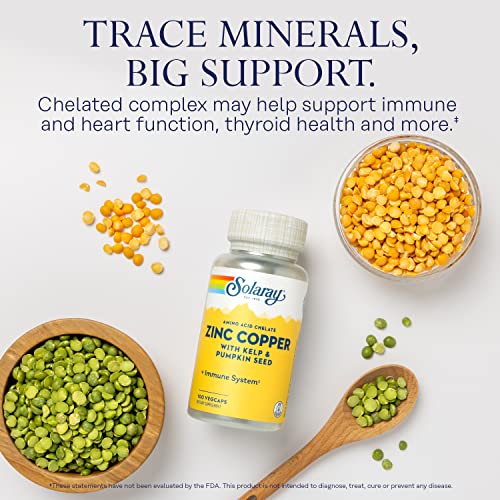 Solaray Zinc & Copper Amino Acid Capsules, 100 Count