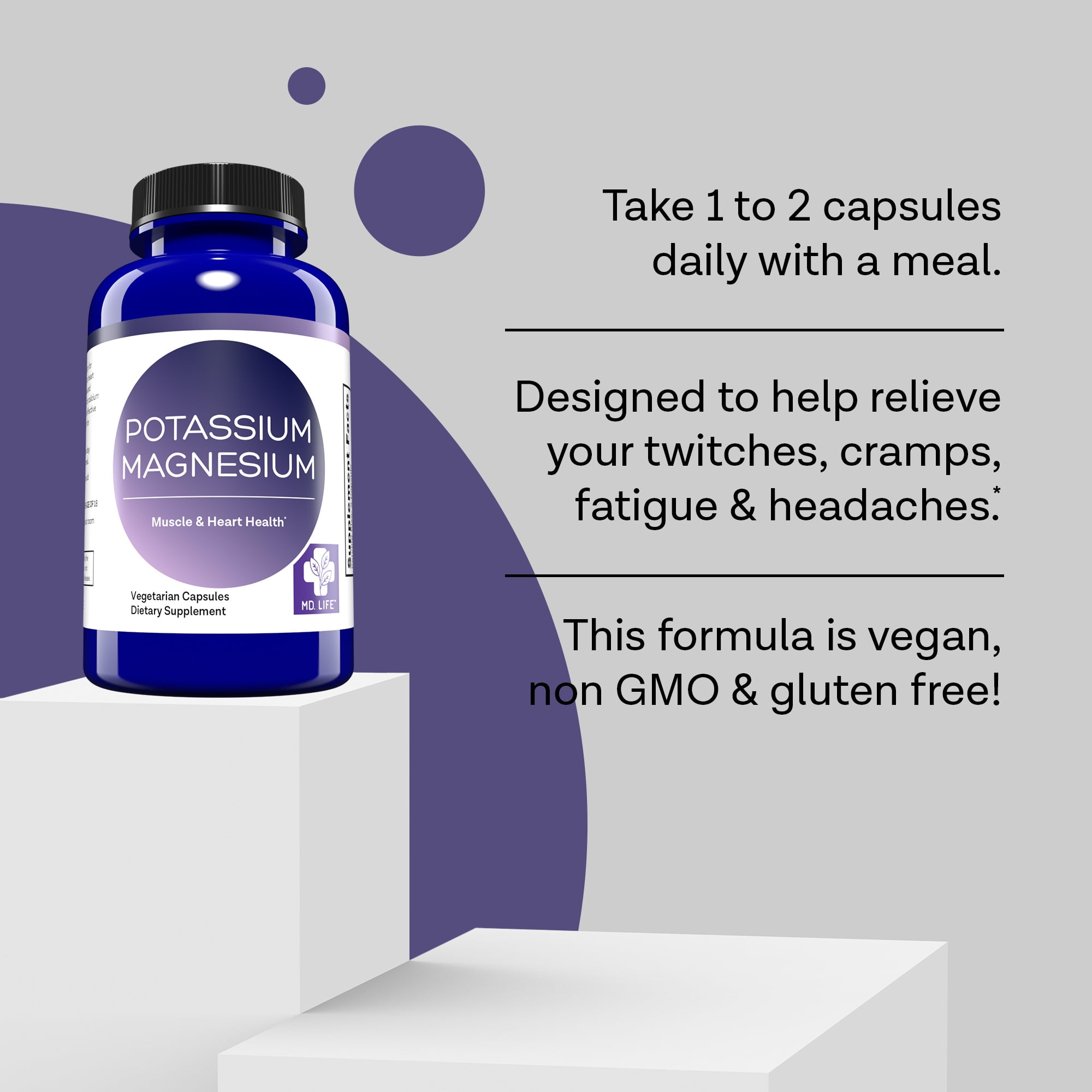 Magnesium Potassium Supplement for Vascular Health 90 Ct