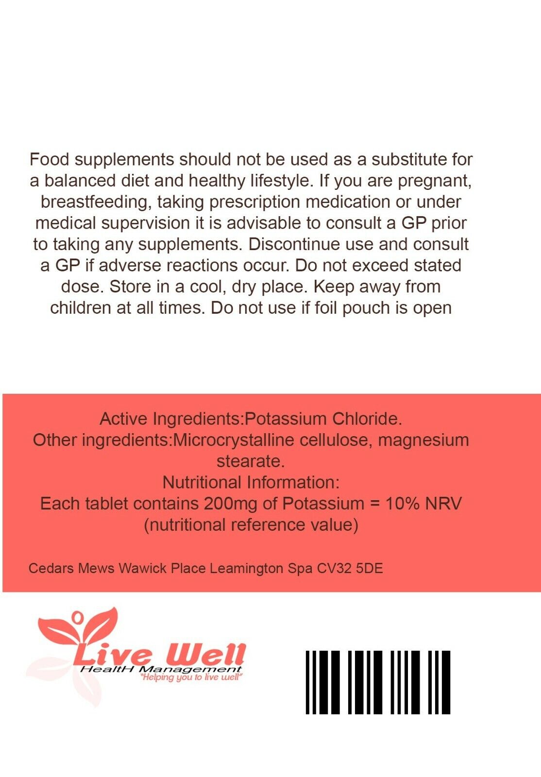 Potassium 200mg Tablets for Heart and Muscle Health