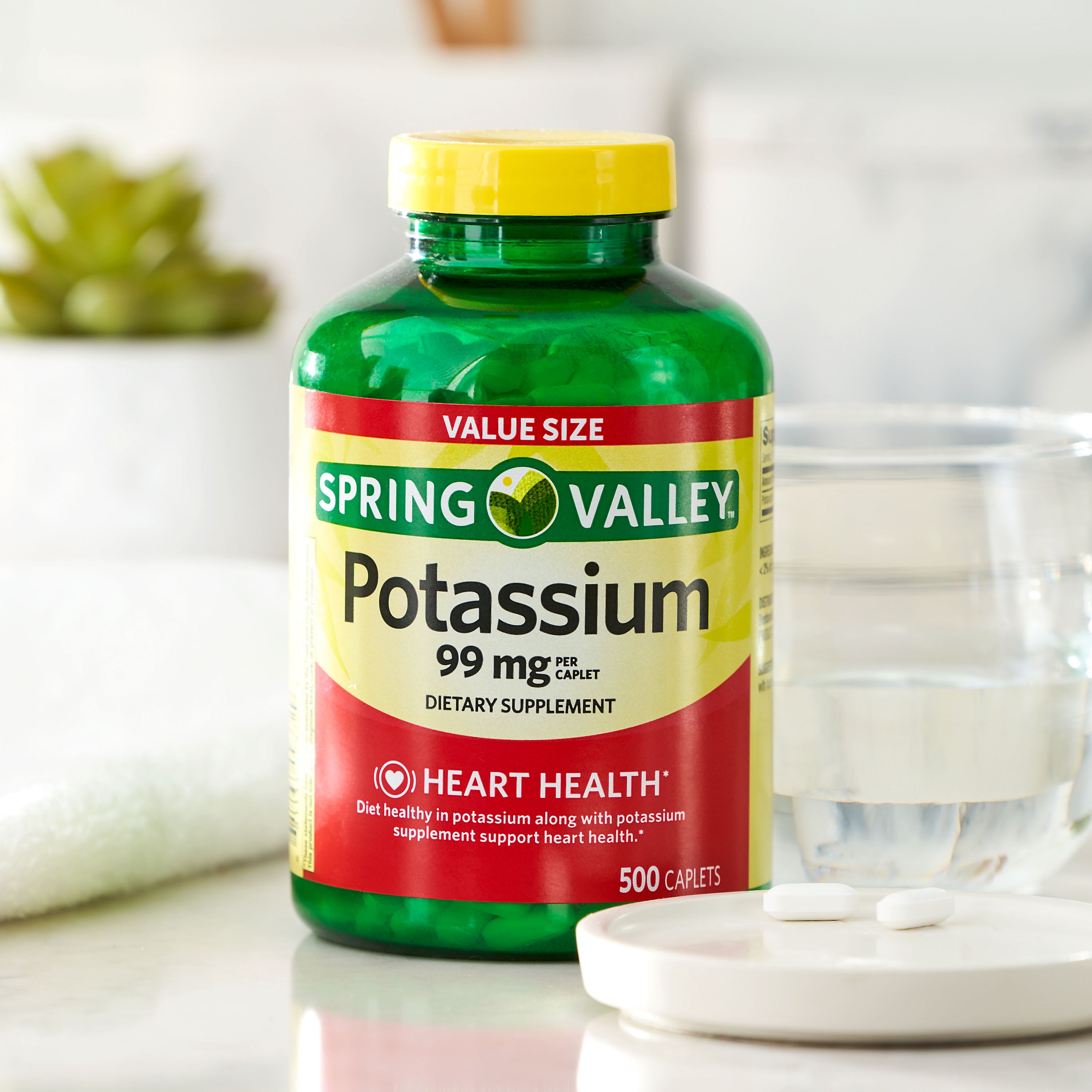 Spring Valley Potassium Caplets, 99 mg, 500 Count