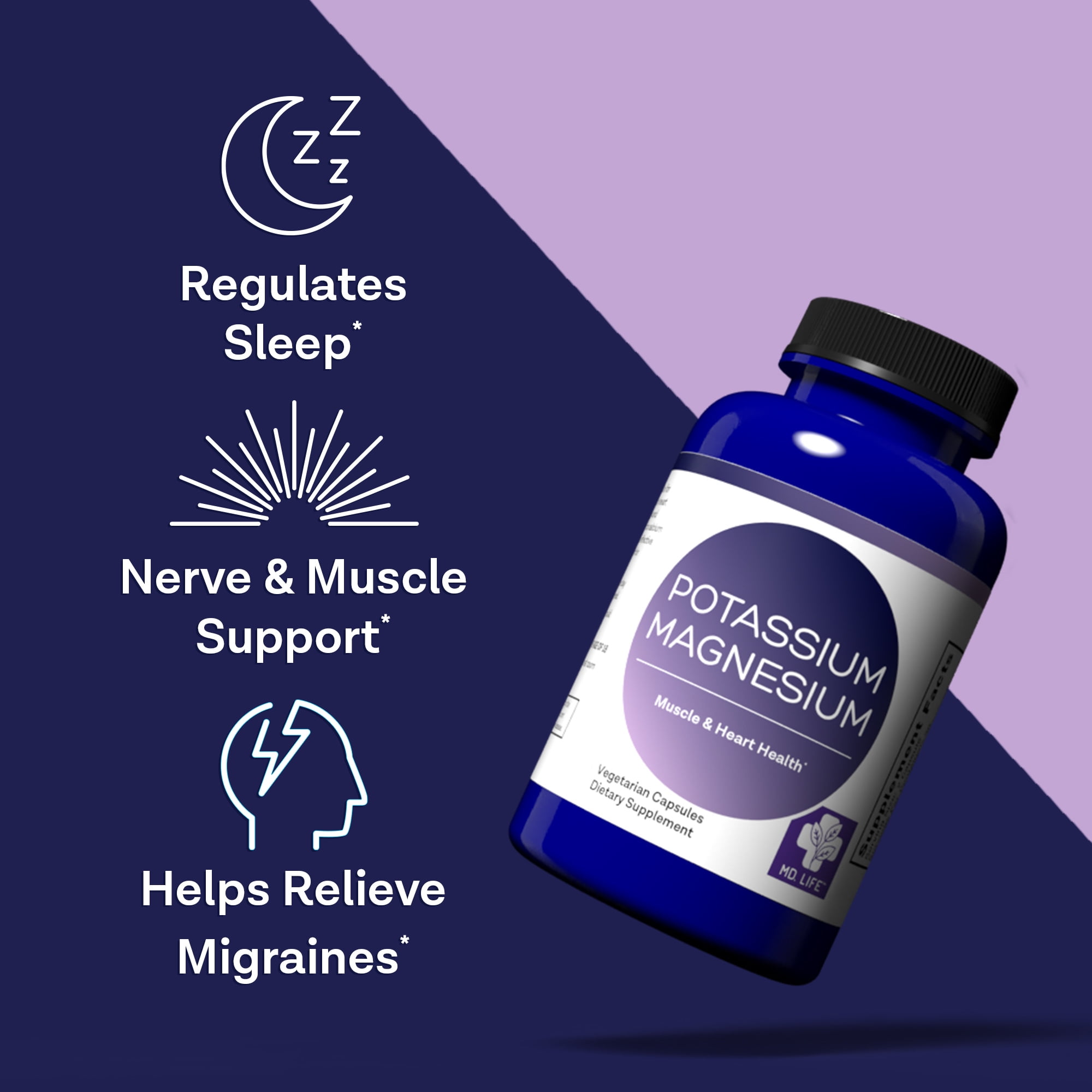 Magnesium Potassium Supplement for Vascular Health 90 Ct