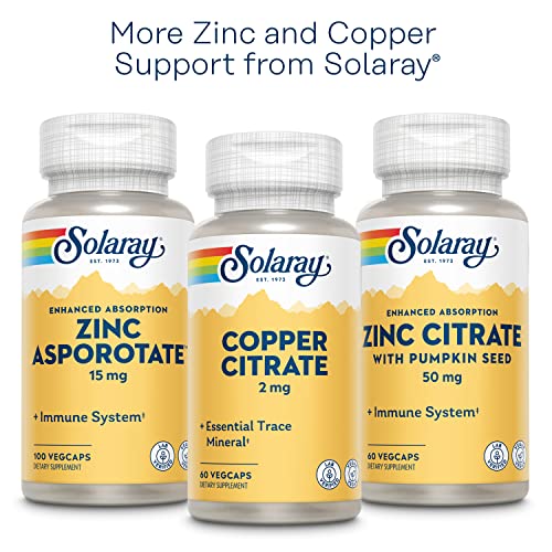 Solaray Zinc & Copper Amino Acid Capsules, 100 Count