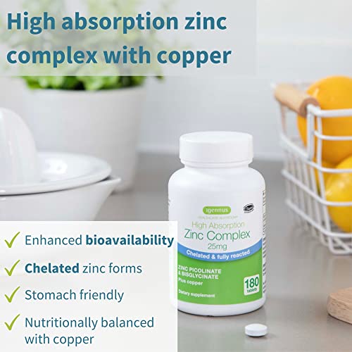 High-Potency Zinc Chelate Tablets with Copper - 180ct