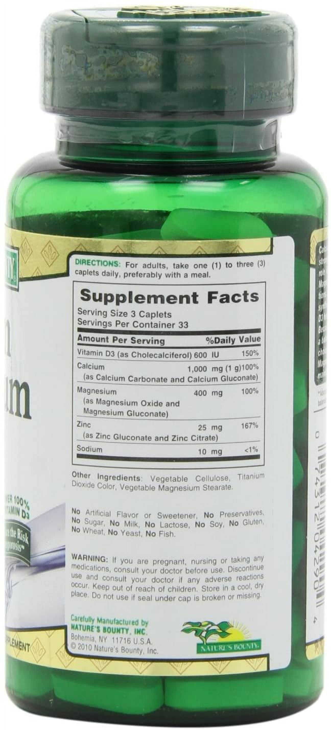 Calcium Magnesium Zinc with Vitamin D3 - 100 Tablets