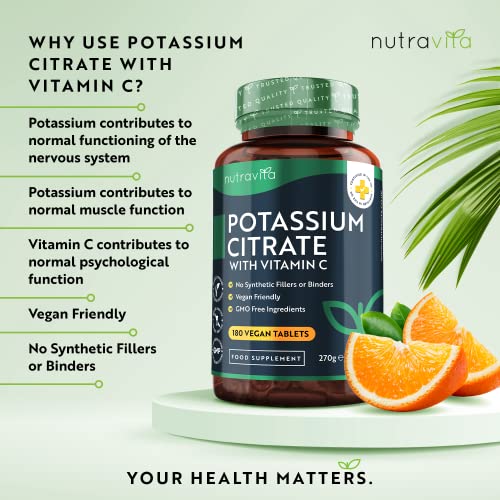 Potassium Citrate 1390mg with Vitamin C - 180 Tablets