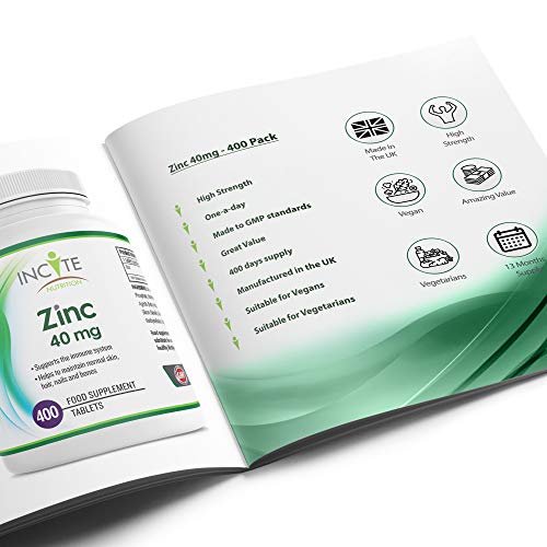 40mg Zinc Tablets – 400 Count, Vegan Friendly