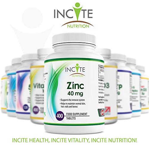 40mg Zinc Tablets – 400 Count, Vegan Friendly
