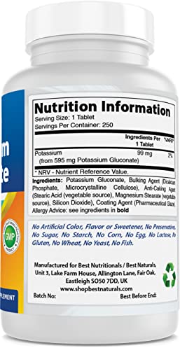 Potassium Gluconate 595 mg - 250 Tablets