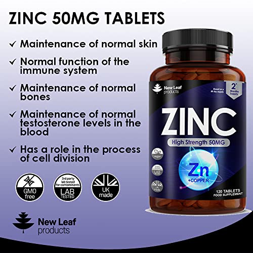 Zinc 50mg for Immunity and Bone Health - 120 Tablets