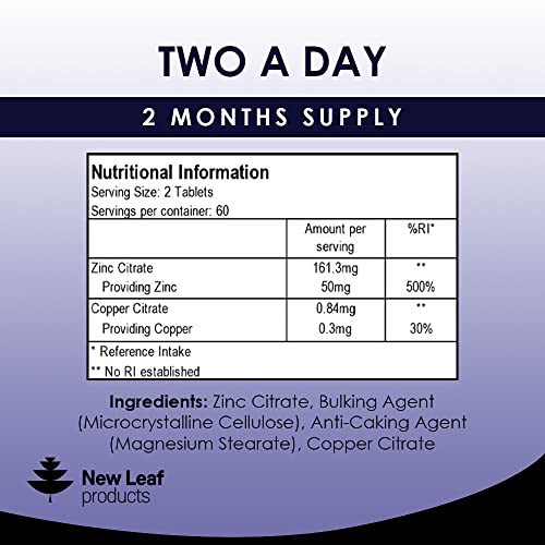 Zinc 50mg for Immunity and Bone Health - 120 Tablets