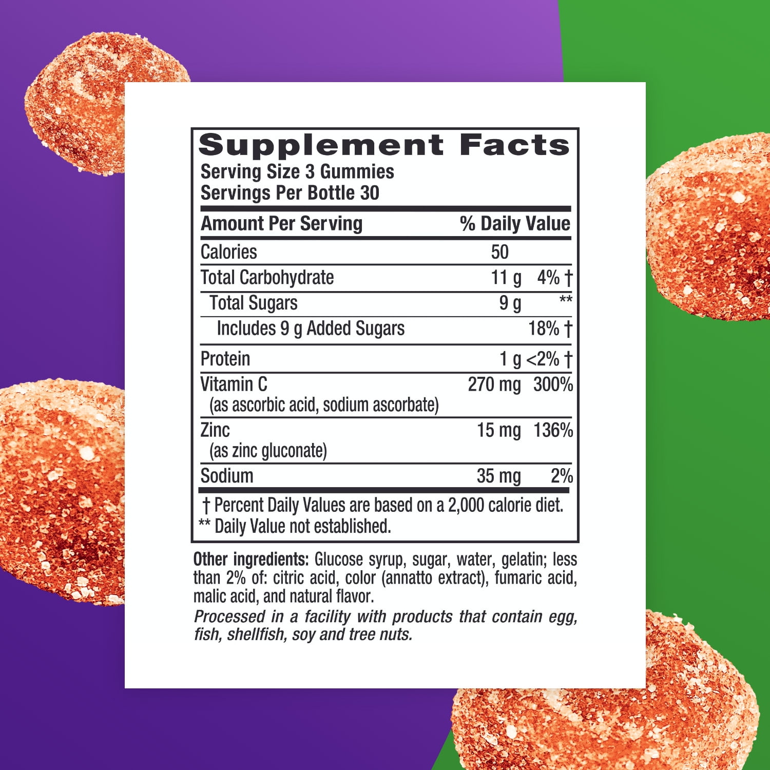 Vitafusion Power Zinc Gummies - Strawberry Tangerine 3 Pack