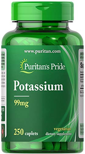 Potassium 99 mg Caplets by Puritan's Pride, 250 Count