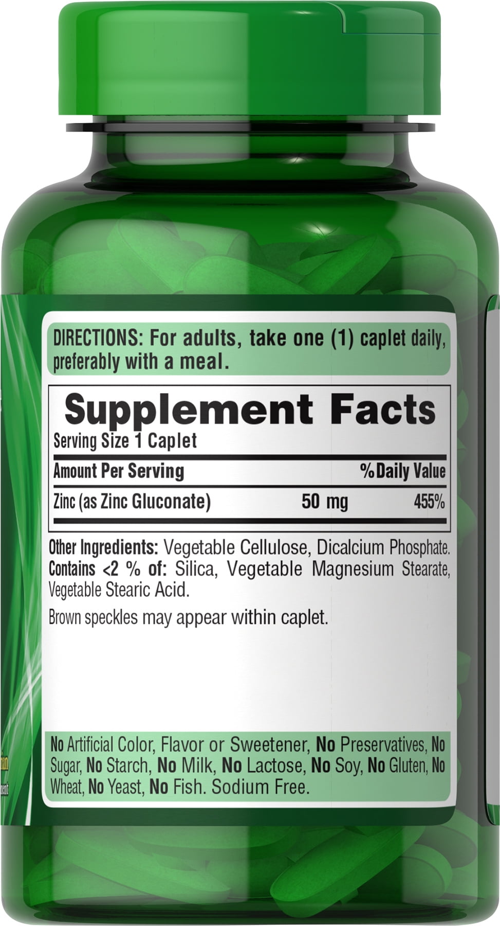 Puritan's Pride Zinc 50 mg, 250 Caplets