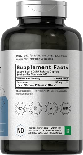 Potassium Citrate 275 mg - 400 Capsules, Non-GMO