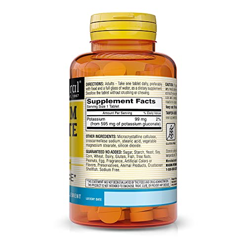 Mason Natural Potassium Gluconate 595 mg 100 Tablets