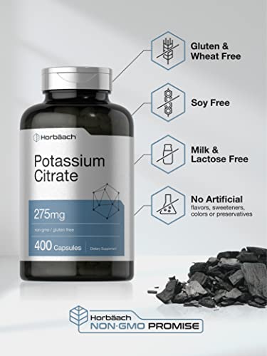 Potassium Citrate 275 mg - 400 Capsules, Non-GMO