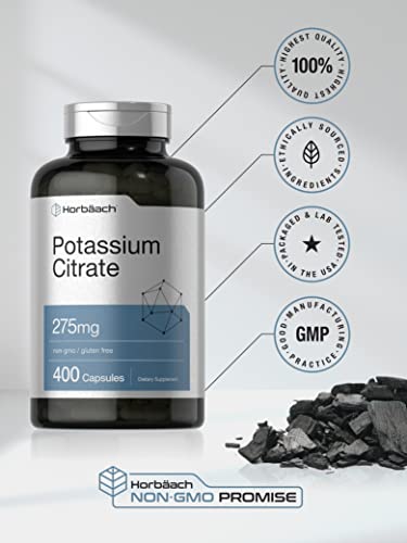 Potassium Citrate 275 mg - 400 Capsules, Non-GMO