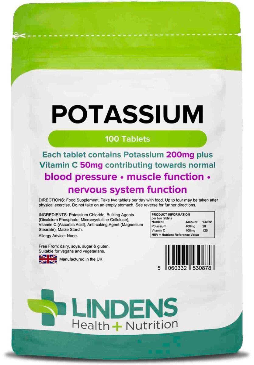 Lindens Potassium 200mg for Healthy Blood Pressure