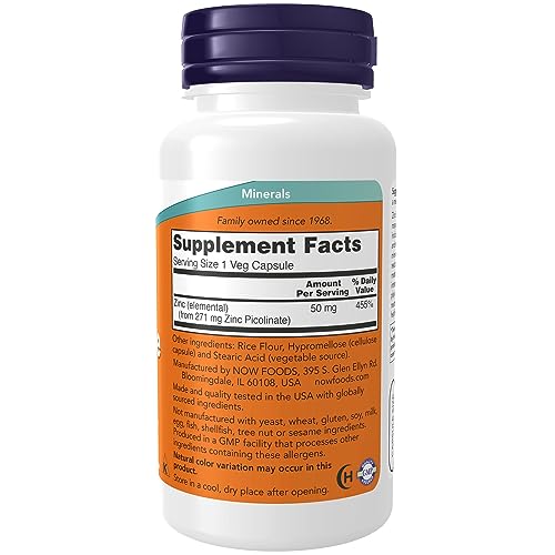 NOW Foods Zinc Picolinate 50mg, 120 Capsules